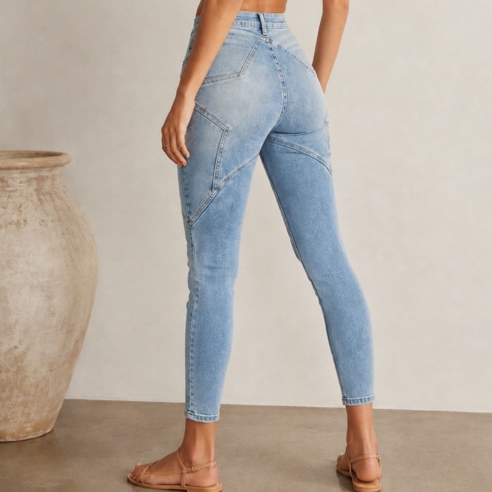 REVICE Venus Crop Star Butt Jeans Womens 27 Light Wash Skinny Denim Y2K Retro